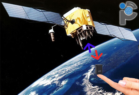 GPS tracker communicating with a satellite