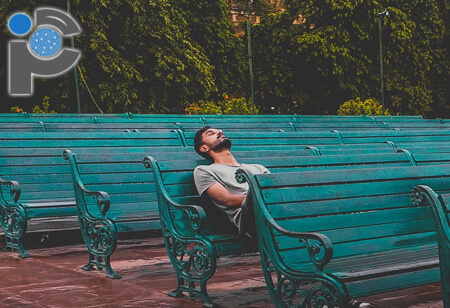 Man sitting on a bench alone
