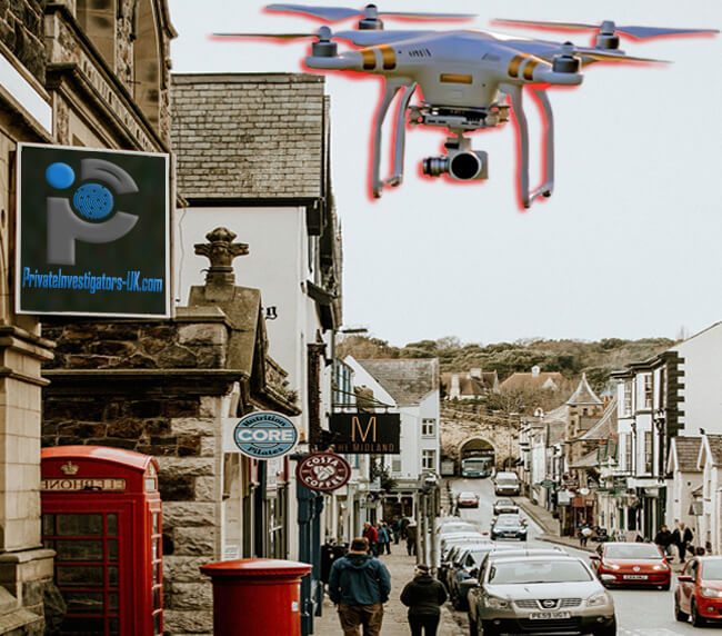 Flying a drone in an English street