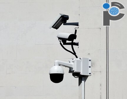 Overt CCTV cameras mounted on a wall